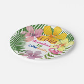 Luau-Blumen 1. Geburtstag Pappteller (Schrägansicht)