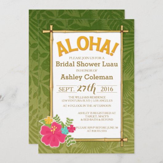 Luau Brautparty-Einladung Einladung (Vorne/Hinten)