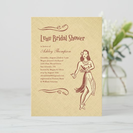 Luau Brautparty-Einladungen Einladung (Stehend Vorderseite)