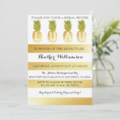 Luau Brautparty-Goldeinladung Einladung (Stehend Vorderseite)