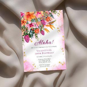 Luau Colorful Tropical Floral Geburtstagsparty Alo Einladung