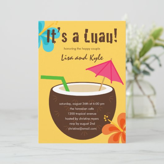 Luau-Dusche oder Engagement-Partei Einladung (Stehend Vorderseite)