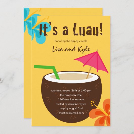 Luau-Dusche oder Engagement-Partei Einladung (Vorne/Hinten)