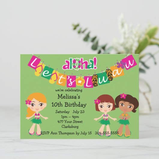 Luau Einladung (Stehend Vorderseite)