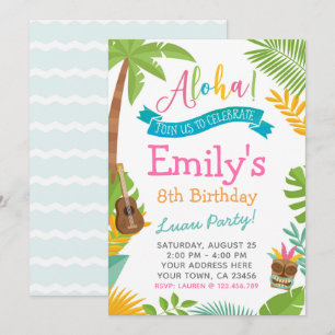 Luau Einladung, Pool Party einladen Einladung