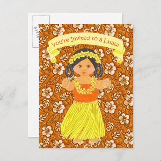 Luau Einladungskarten ~ Hawaii Hula Party (Vorne/Hinten)