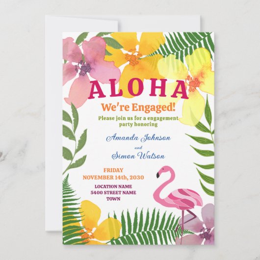 Luau Engagement Party QR Code Einladung (Vorderseite)