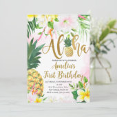 Luau Erster Geburtstag, Tropischer Geburtstag, Alo Einladung (Stehend Vorderseite)
