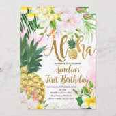 Luau Erster Geburtstag, Tropischer Geburtstag, Alo Einladung (Vorne/Hinten)