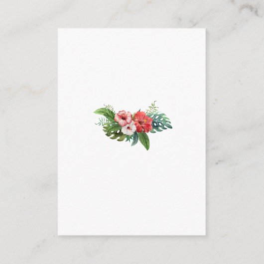 Luau Flamingo Tropical Floral Wedding Details Begleitkarte (Rückseite)