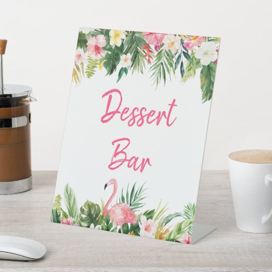 Luau Flamingo Tropische Dusche Dessert Bar Sign Sockelschild (In SItu)
