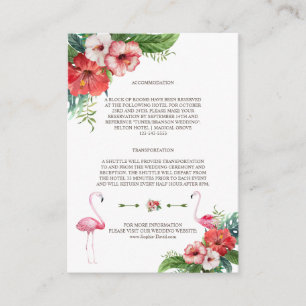Luau Flamingo Tropische Florale Hochzeitsdetails Begleitkarte