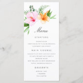 Luau Floral Beach Palm Tropical Wedding Menu Menükarte (Vorderseite)
