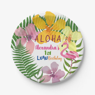 Luau Floral Girl's 1. Geburtstag Pappteller