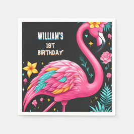 Luau Fly Pink Flamingo Pool Party 1. Geburtstag Serviette
