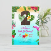 Luau Geburtstag, Einladung Luau Party 2. Geburtsta (Stehend Vorderseite)