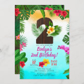 Luau Geburtstag, Einladung Luau Party 2. Geburtsta (Vorne/Hinten)