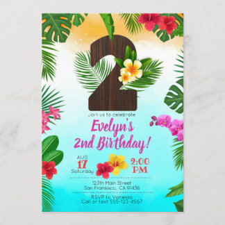 Luau Geburtstag, Einladung Luau Party 2. Geburtsta