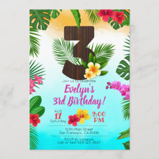 Luau Geburtstag, Einladung Luau Party 3. Geburtsta