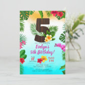 Luau Geburtstag, Einladung Luau Party 5. Geburtsta (Stehend Vorderseite)