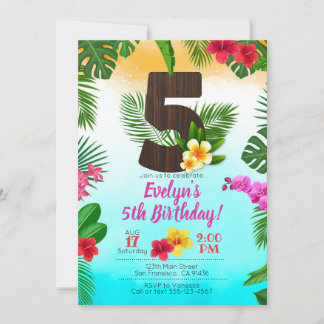Luau Geburtstag, Einladung Luau Party 5. Geburtsta