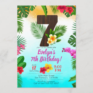 Luau Geburtstag, Einladung Luau Party 7. Geburtsta