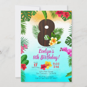 Luau Geburtstag, Einladung Luau Party 8. Geburtsta