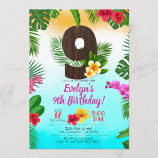 Luau Geburtstag, Einladung Luau Party 9. Geburtsta