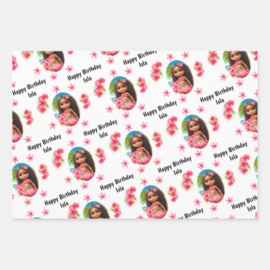 Luau Geburtstag Tropischer Strandname Geschenkpapier Set (Vorderseite)