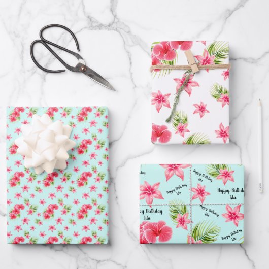 Luau Geburtstag Tropischer Strandname Geschenkpapier Set (Vorderseite)