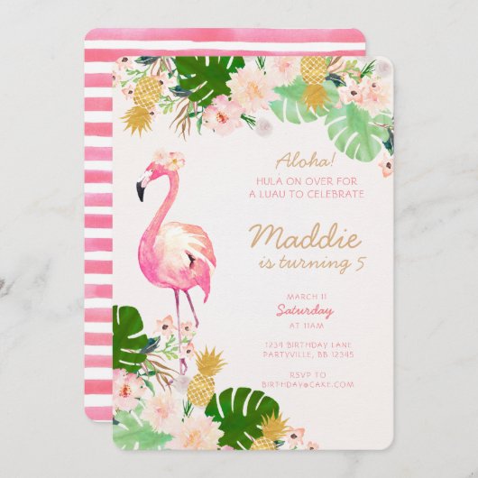 Luau Geburtstags-Einladung Einladung (Vorne/Hinten)
