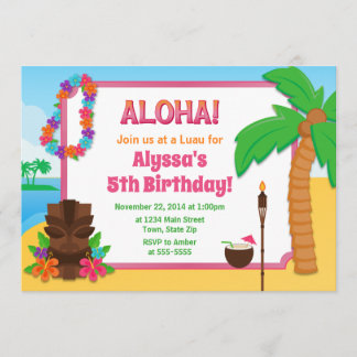 Luau Geburtstags-Einladung Luau Party Einladung