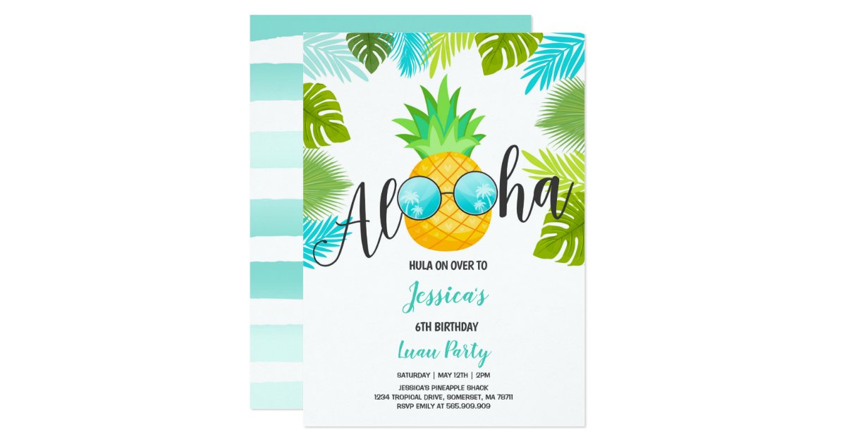 Luau GeburtstagsEinladungsAnanasHawaiianer Luau Einladung Zazzle.de