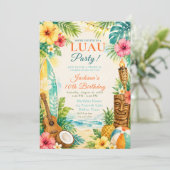 Luau-Geburtstagsfeier Einladung (Stehend Vorderseite)