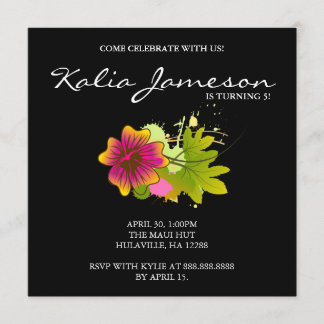 Luau Geburtstagsparty Einladung Hibiskus Blume Bla