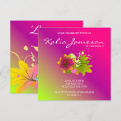 Luau Geburtstagsparty Einladung Hibiskus Blume Pin (Vorne/Hinten)