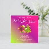Luau Geburtstagsparty Einladung Hibiskus Blume Pin (Stehend Vorderseite)