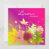 Luau Geburtstagsparty Einladung Hibiskus Blume Pin (Rückseite)