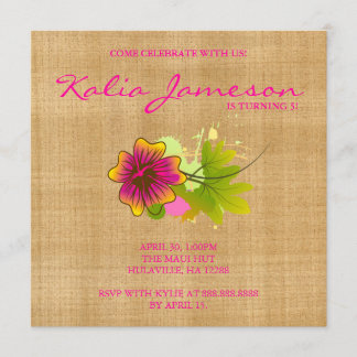 Luau Geburtstagsparty Einladung Hibiskus Blume Wea