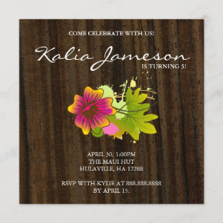 Luau Geburtstagsparty Einladung Hibiskus Blume Woo