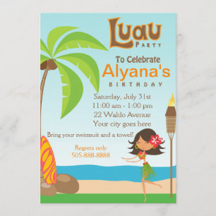 Luau Geburtstagsparty Einladungskarte Einladung