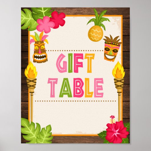Luau Gift Table Sign Poster (Vorne)