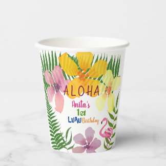 Luau Girl 1. Geburtstag Tropical Pappbecher