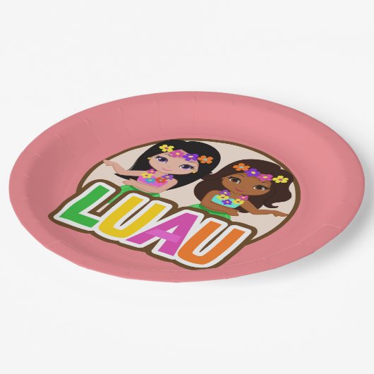 Luau Girls Pappteller (Schrägansicht)