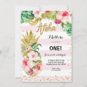 Luau Gold Ananas 5. Geburtstag Einladung (Vorderseite)