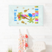 Luau Hawaii Hawaiian Pool Boy Birthday Party Banner (Insitu)