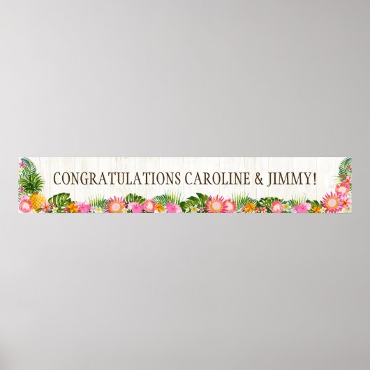 Luau Hawaiian Beach Rustic Wedding Banner Poster (Vorne)