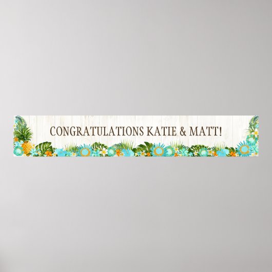 Luau Hawaiian Beach Rustic Wedding Banner Poster (Vorne)
