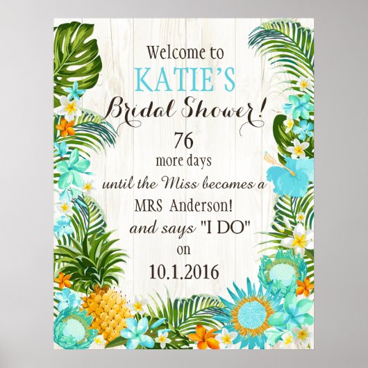 Luau Hawaiian Beach Rustic Wedding Brautparty Poster (Vorne)