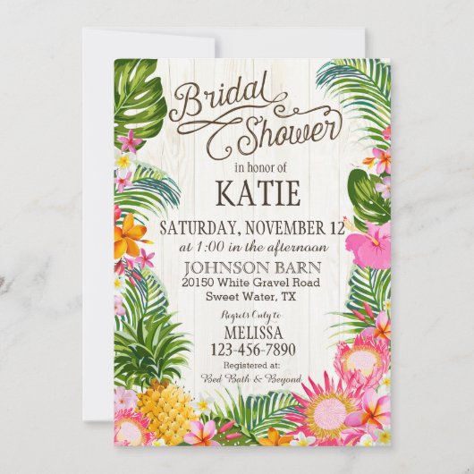 Luau Hawaiian Beach Rustikales Brautparty Einladung (Vorderseite)